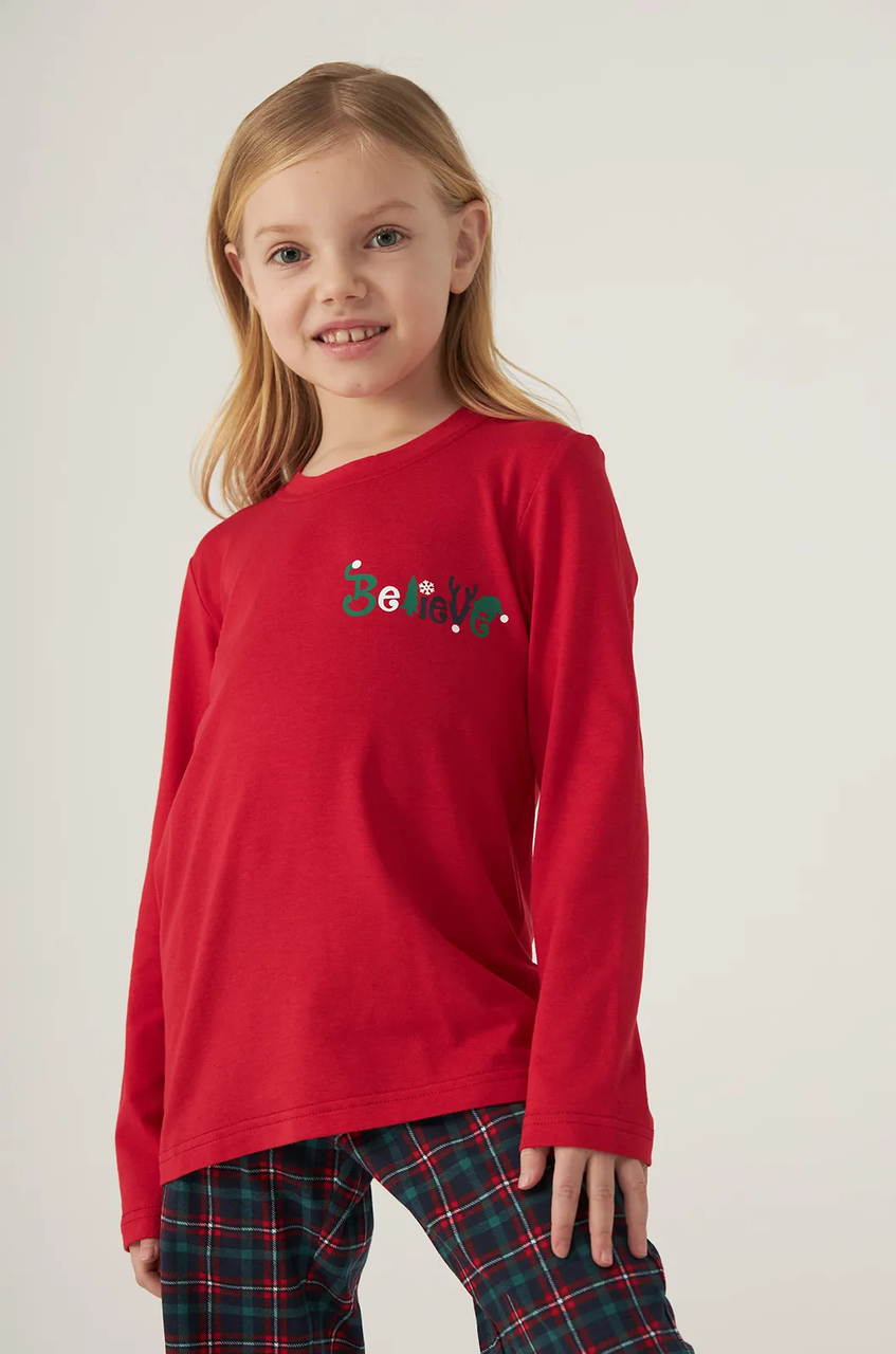 Пижама детская для девочек Ellen BELIEVE 0181/02/01 110 см Красный Пижама детская для девочек Ellen BELIEVE 0181/02/01 110 см Красный