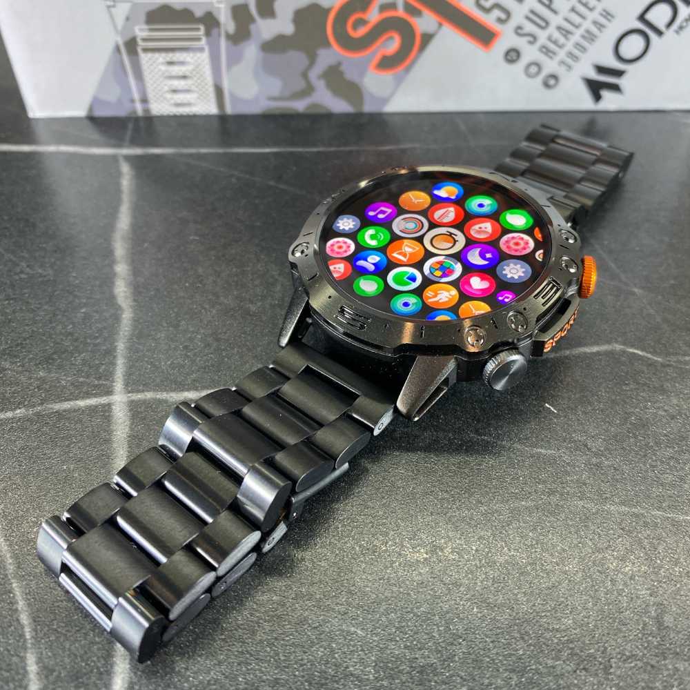 Смарт-годинник чоловічий круглий Modfit Combat Pro з металевим ремінцем/функцією дзвінка Чорний (1077-0269Pro) - фото 4