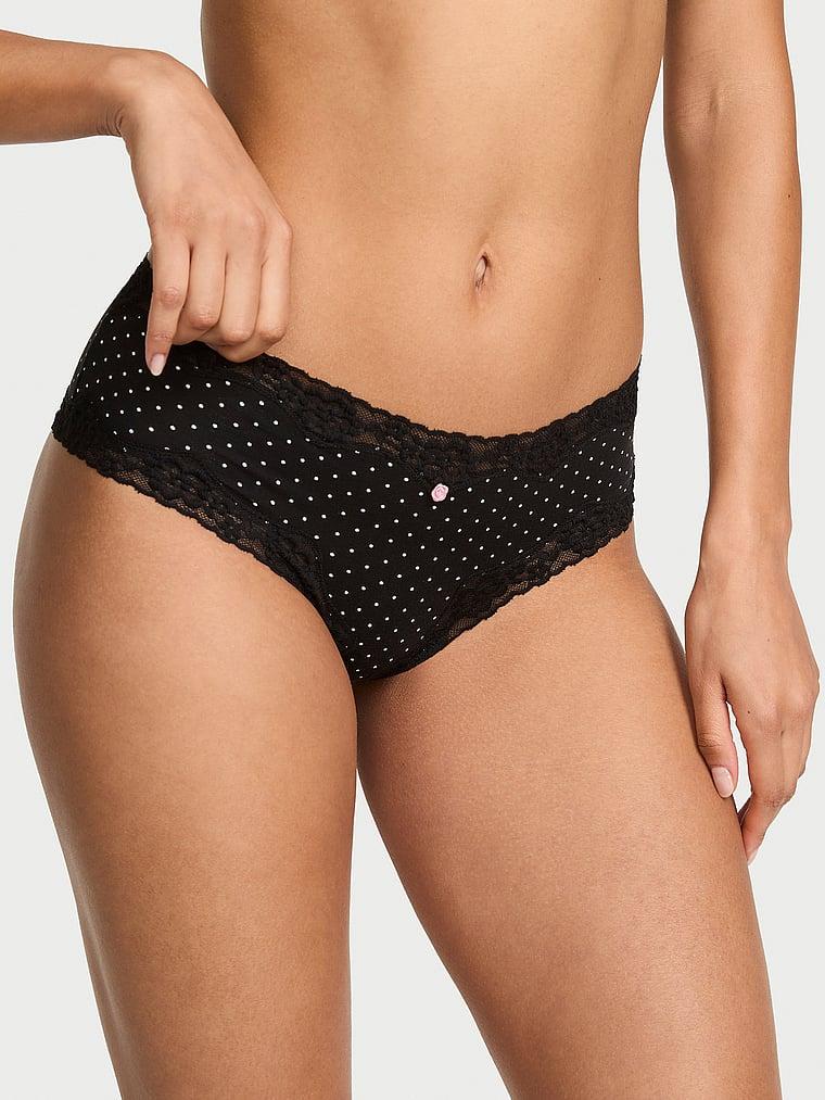 Трусики женские Victoria's Secret Cotton Lace-Waist Cheeky XXL в черный горошек (254991658621)