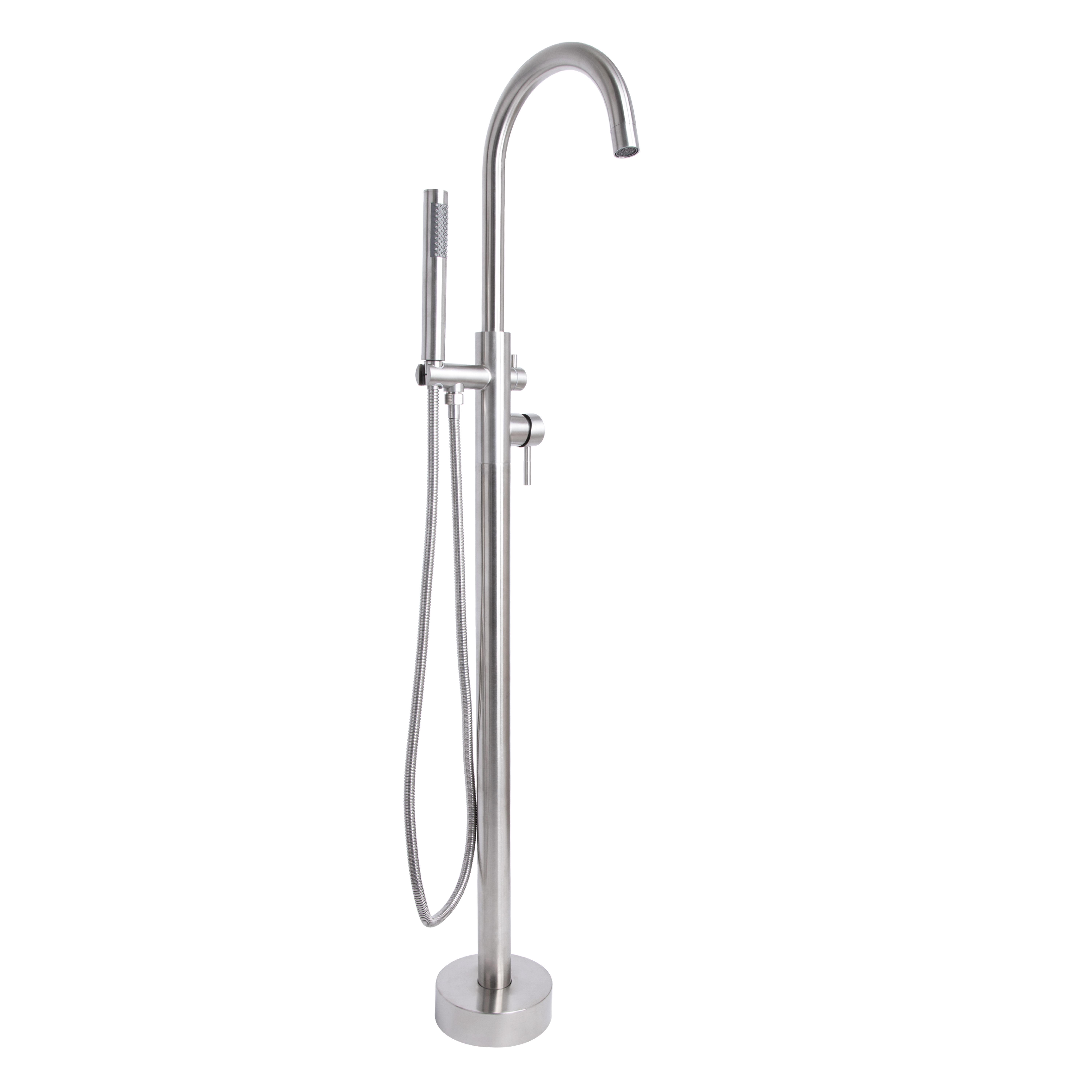 Смеситель для напольной ванны Lidz Aria 004 с душевым гарнитуром k35 LDARI004NKS46099 Nickel (SD00052223)