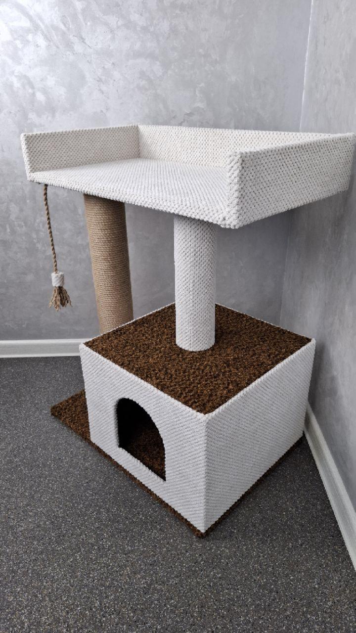 Когтеточка для кошек всех пород с большим домом лежаком - фото 4 Когтеточка для кошек всех пород с большим домом лежаком - фото 4
