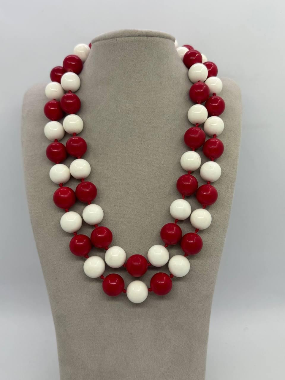 Намисто з тонованого натурального каміння 15 мм 94 см Комбінований (13031)