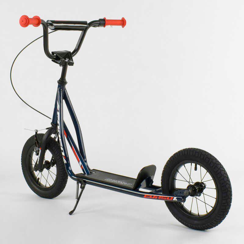 Самокат детский Corso надувные колеса 12/ручной передний тормоз Black (86798) - фото 4 Самокат детский Corso надувные колеса 12/ручной передний тормоз Black (86798) - фото 4