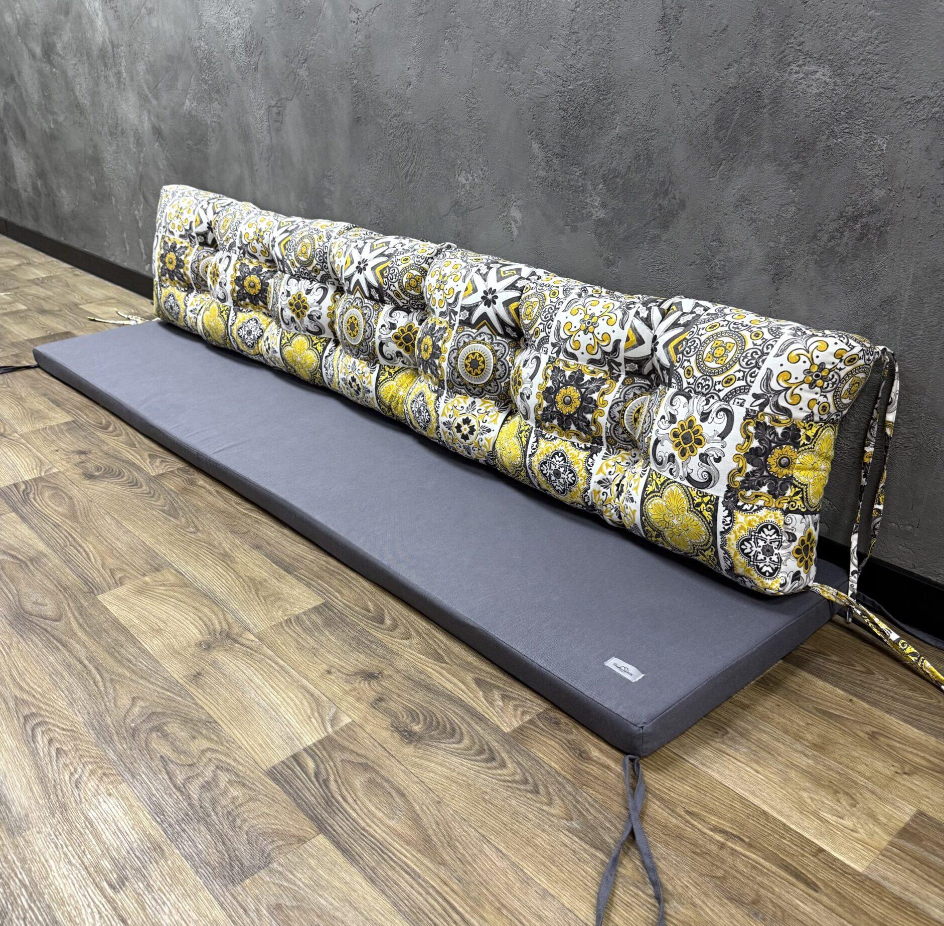 Комплект матрас со спинкой Comfort Home Abstraction yellow на поддоны/качели/каркасы/садовую мебель панама 160х60х40х10 см