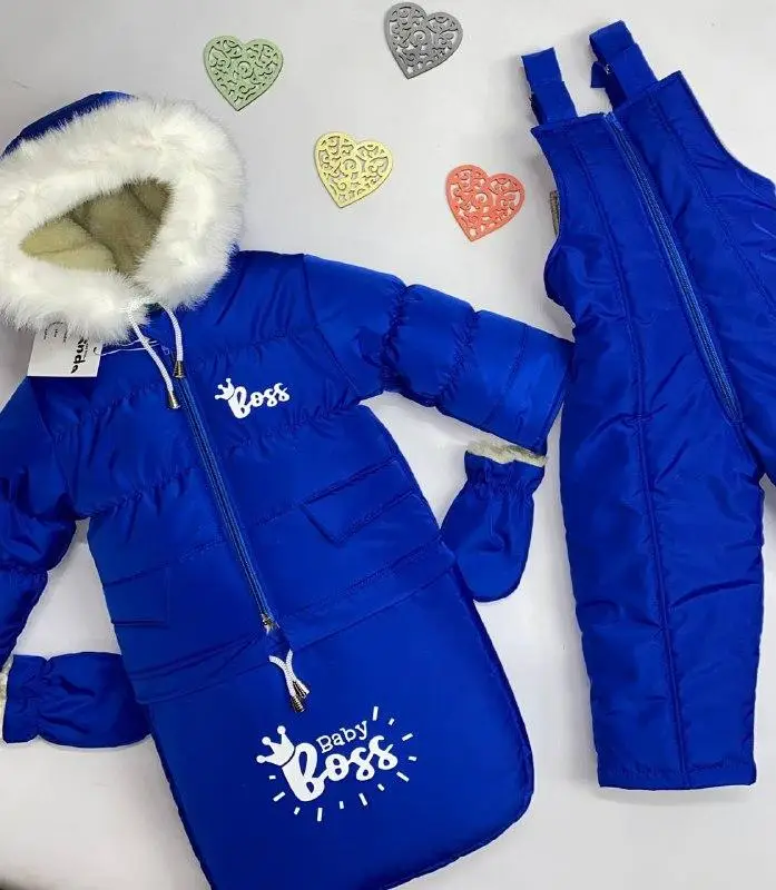 Комбінезон дитячий зимовий трансформер до двох років на овчині 3в1 Електрик (1019)