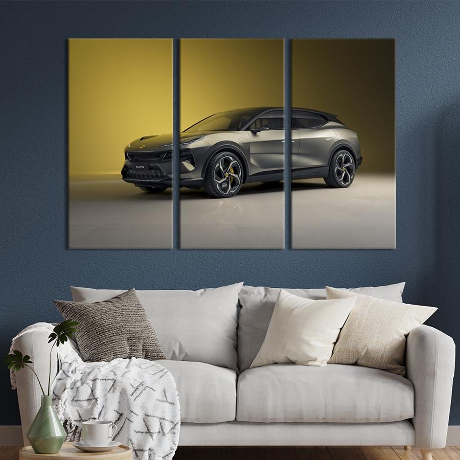 Картина на холсте триптих Мощный внедорожник Lotus Eletre 78x48 см (1345-31)