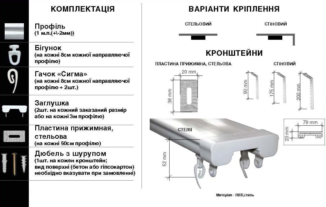 Потолочный карниз Quadrum Lux M двойной усиленный для тяжелых штор 520 см - фото 4