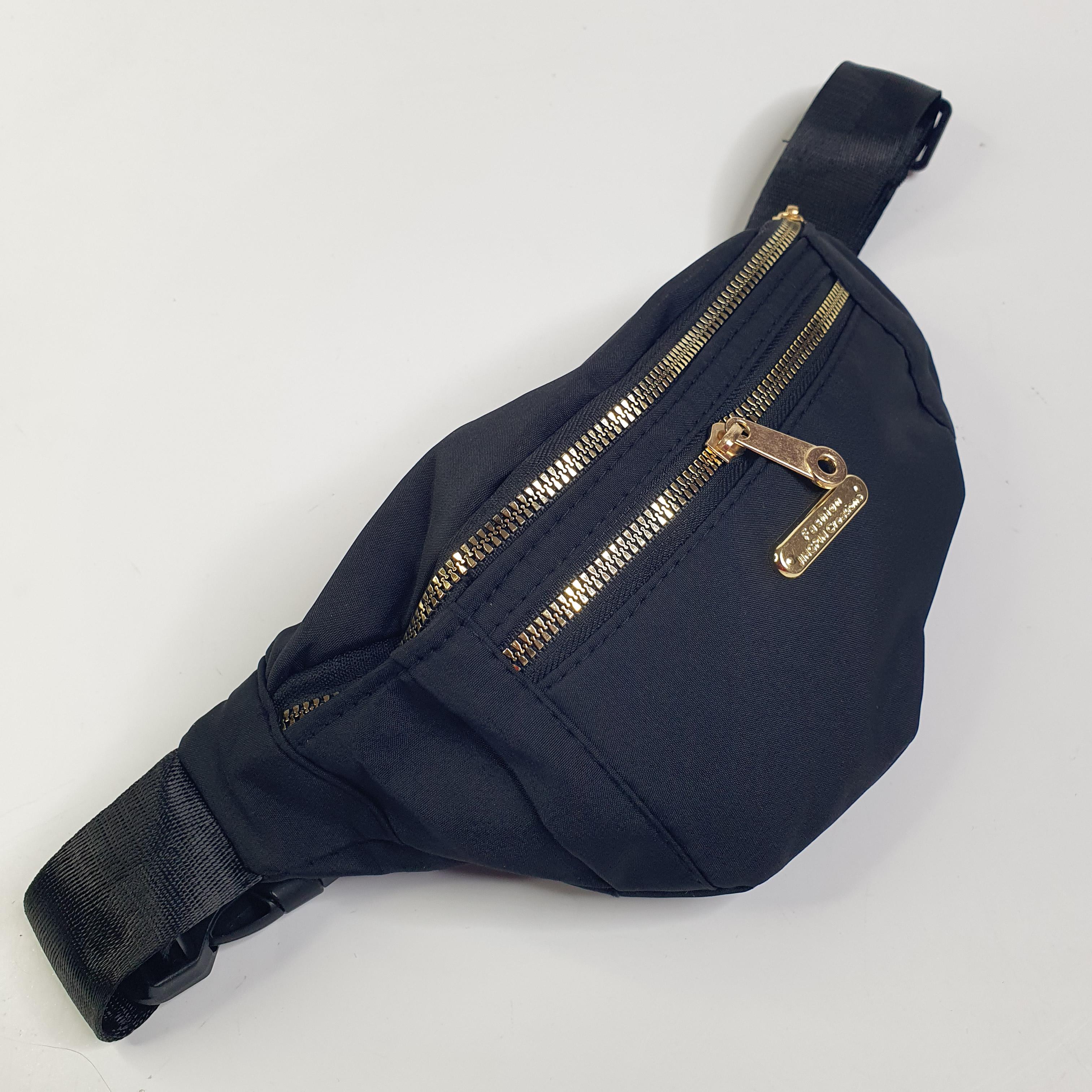 Сумка-бананка через плечо поясная с молнией застежкой Черный (XL-1211-Black)