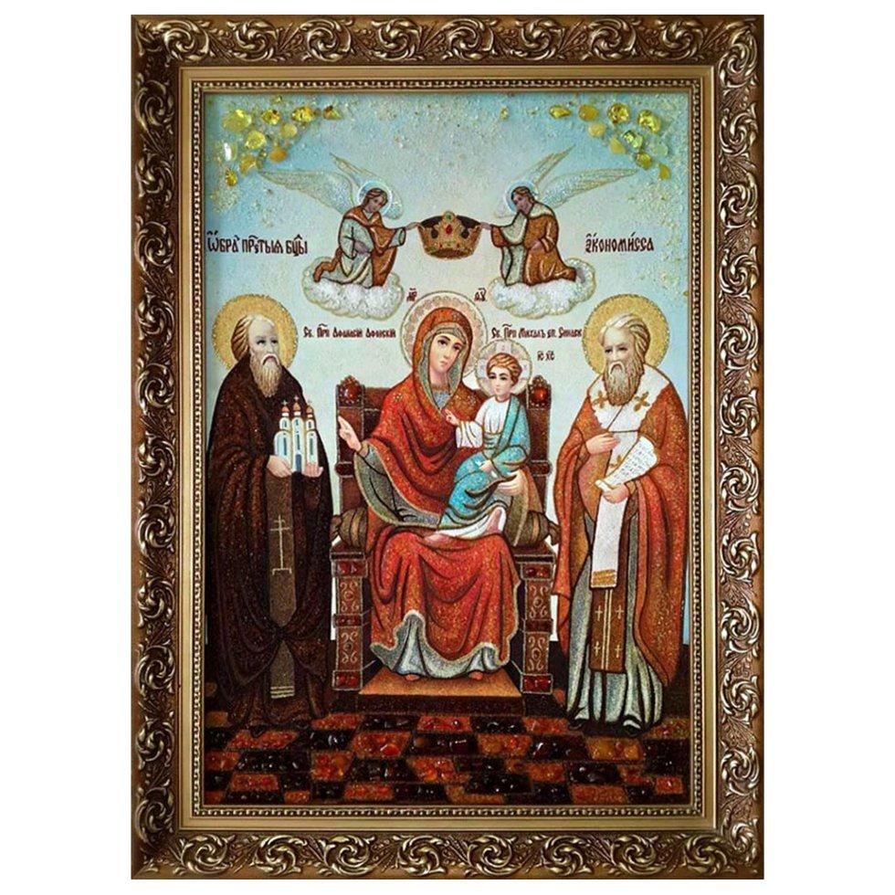Икона Пресвятая Богородица Экономисса янтарная 30х40 (Б0084-30х40)