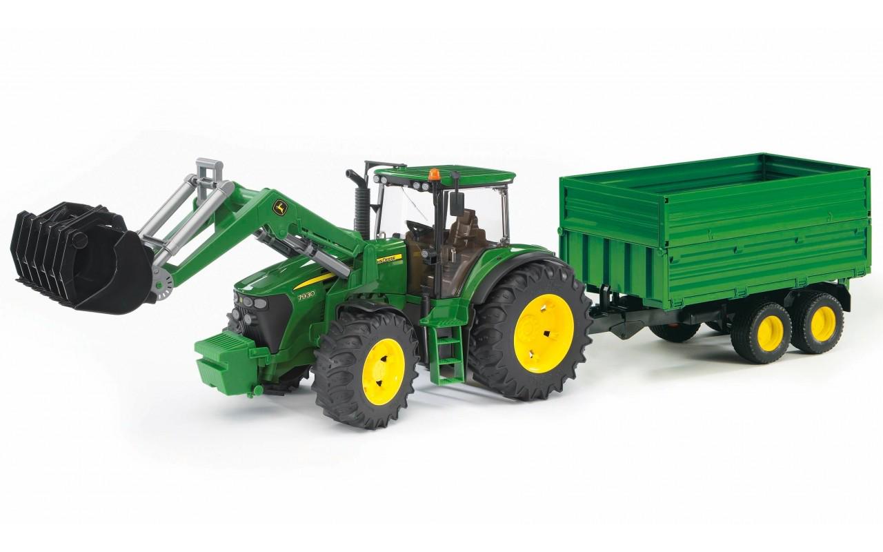 Трактор Bruder John Deere 7930 с опрокидывающимся прицепом масштабная модель 1:16 03055