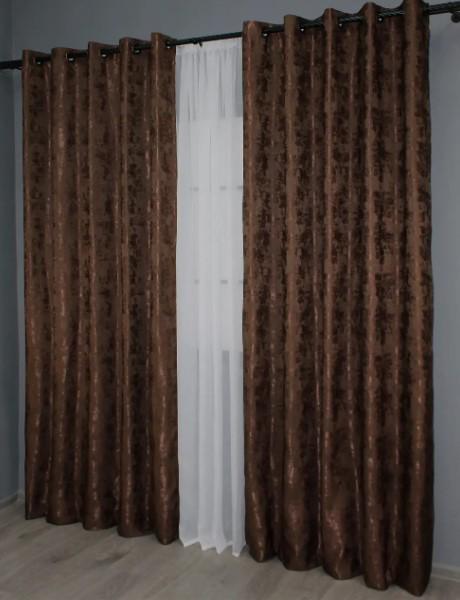 Шторы на люверсах SULTAN YL жаккард 1,5х2,5 м 2 шт. Шоколадный (1202ш) - фото 3 Шторы на люверсах SULTAN YL жаккард 1,5х2,5 м 2 шт. Шоколадный (1202ш) - фото 3