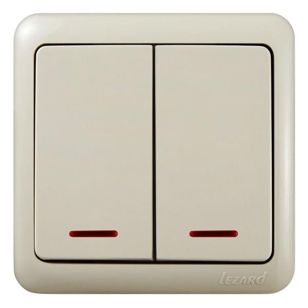 Вимикач Lezard Viola 2-клавішний з підсвіткою Кремовий (7510300112)