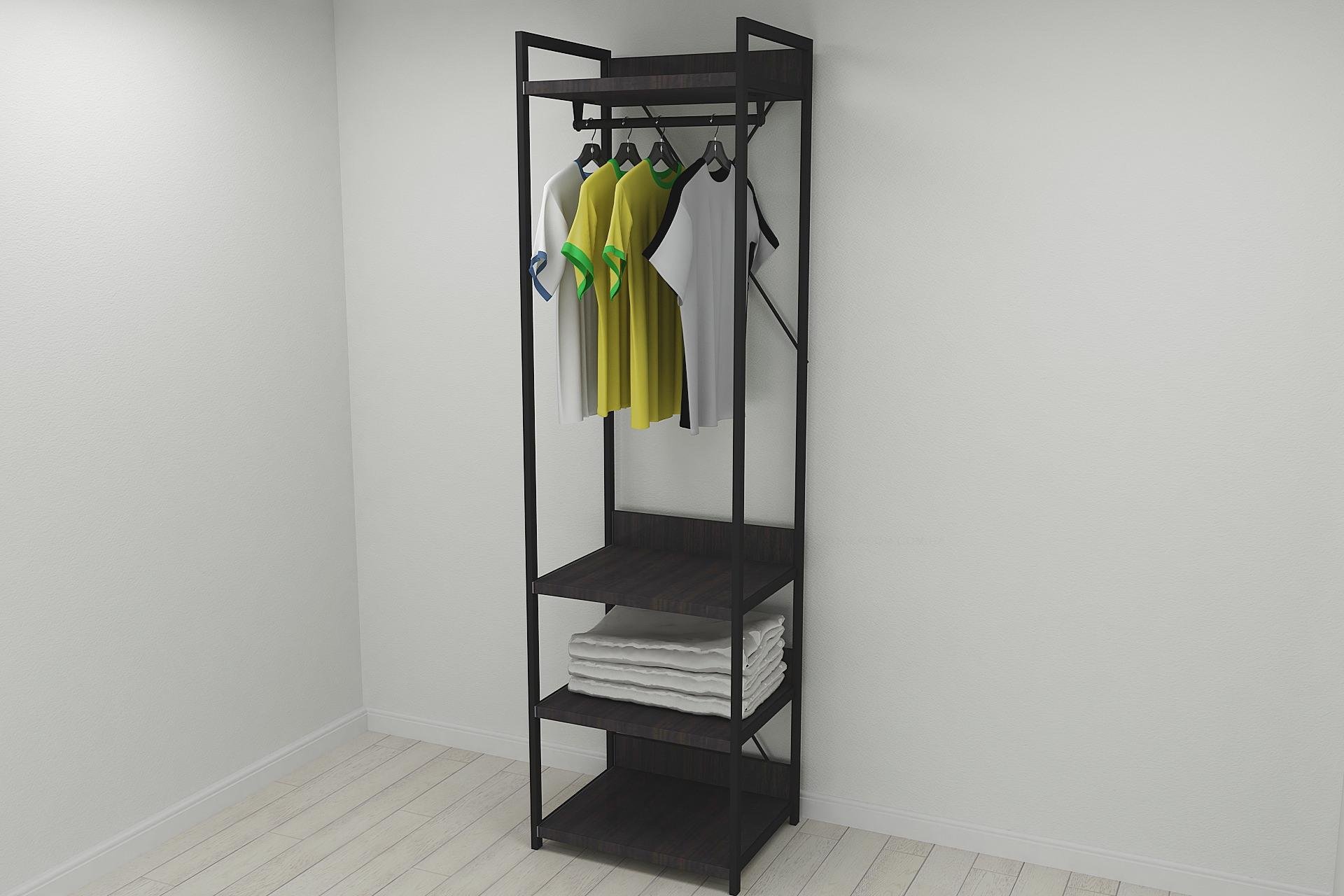 Шкаф-гардероб Ferrum-decor Коннект Уни секция 3 металл/ДСП 32 мм 220x60x50 см Черный/Венге Магия (FRD-104524)