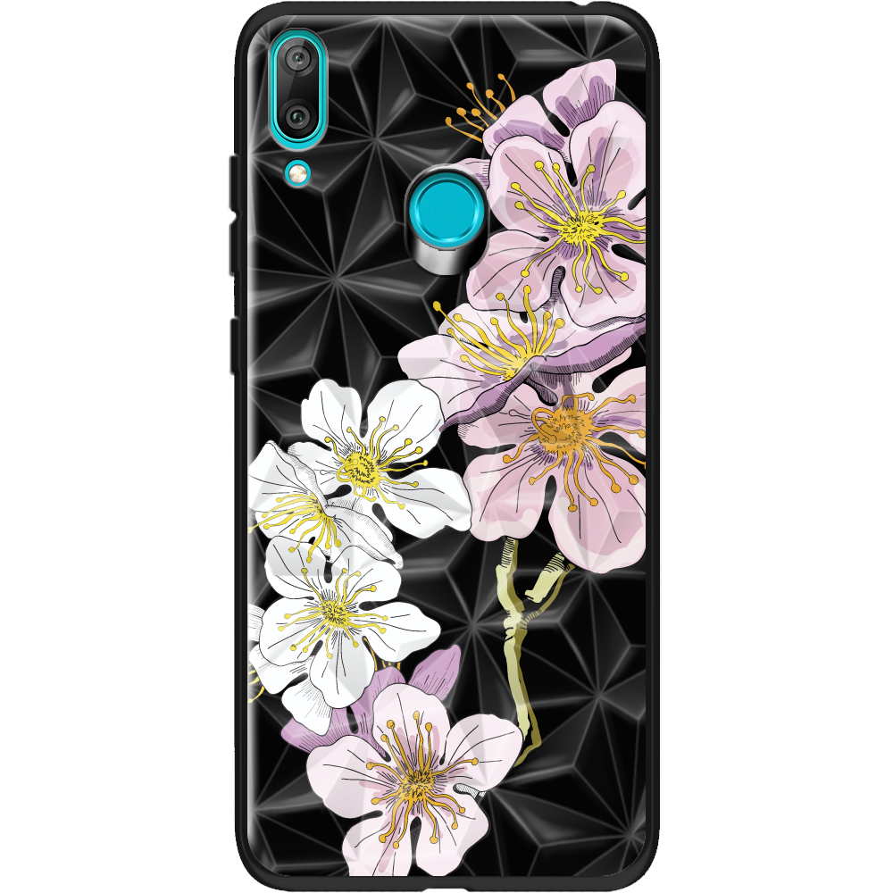 Чехол Boxface Huawei Y7 2019 Cherry Blossom Черный силикон с призмой (36044-cc4-37853)
