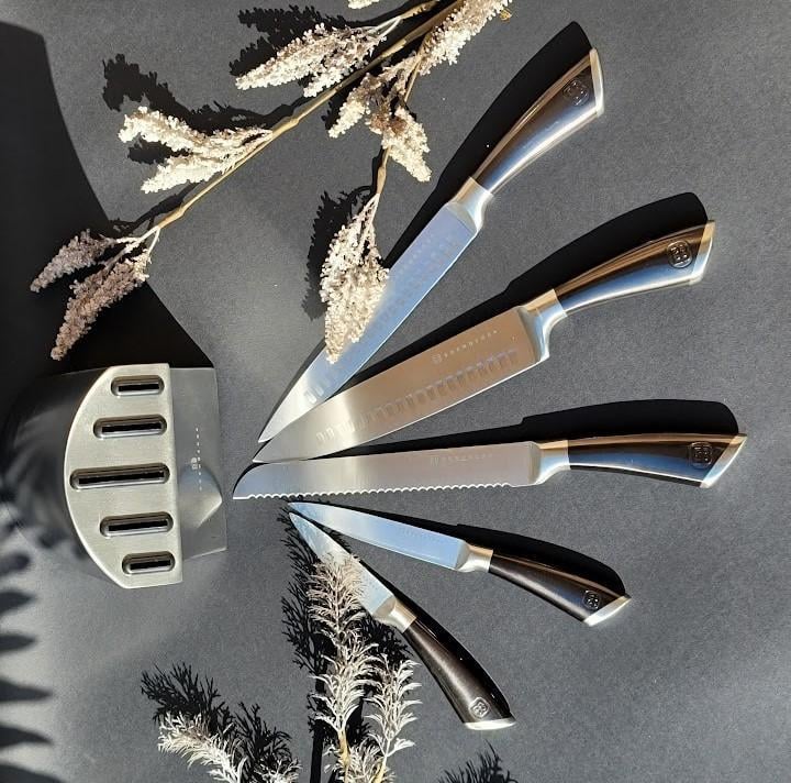 Набір ножів Edenberg із нержавіючої сталі на підставці 6 пр. Сірий (EB-11002) - фото 3 Набір ножів Edenberg із нержавіючої сталі на підставці 6 пр. Сірий (EB-11002) - фото 3