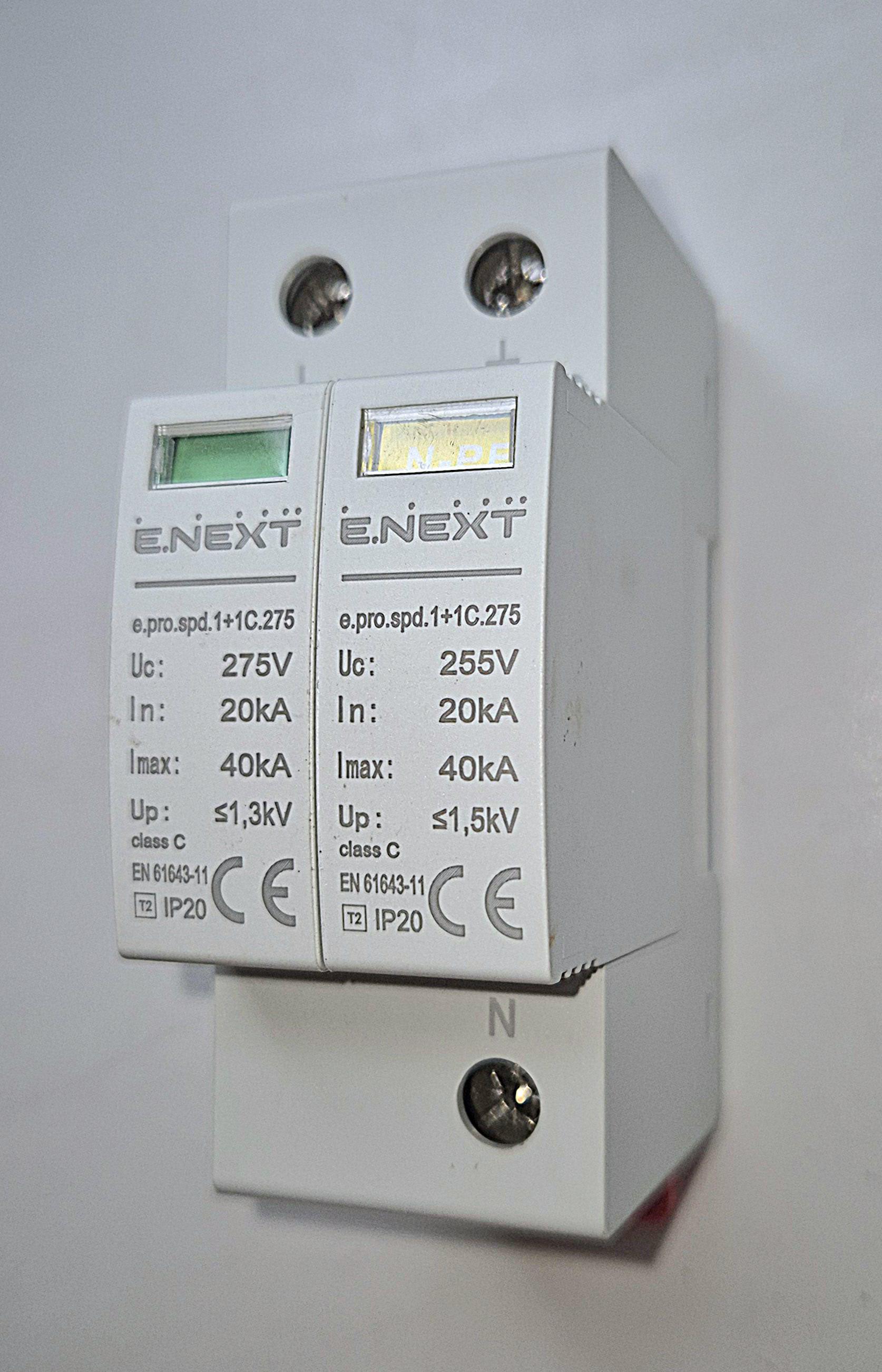 Обмежувач перенапруги ENEXT e.pro.spd.2С.275 2P 40 кА 275 клас 2 C (00234563)