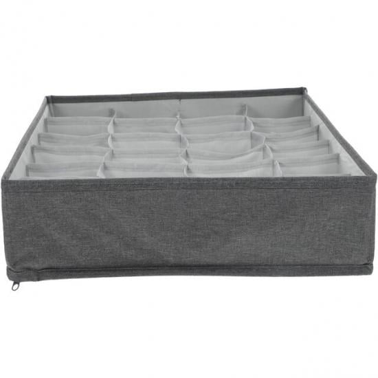 Органайзер для белья в тумбочку на 24 ячейки хлопок 32x32x9 Grey (127721) - фото 4 Органайзер для белья в тумбочку на 24 ячейки хлопок 32x32x9 Grey (127721) - фото 4