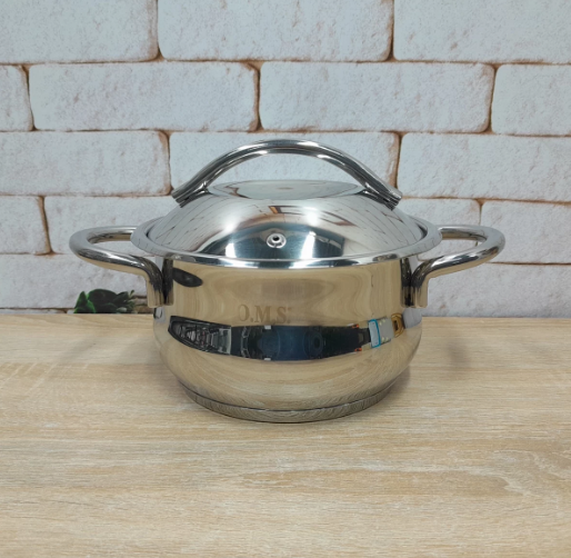 Каструля OMS з нержавіючої сталі з кришкою для газу і індукцїї 3,9 л (2027-3.9) - фото 6