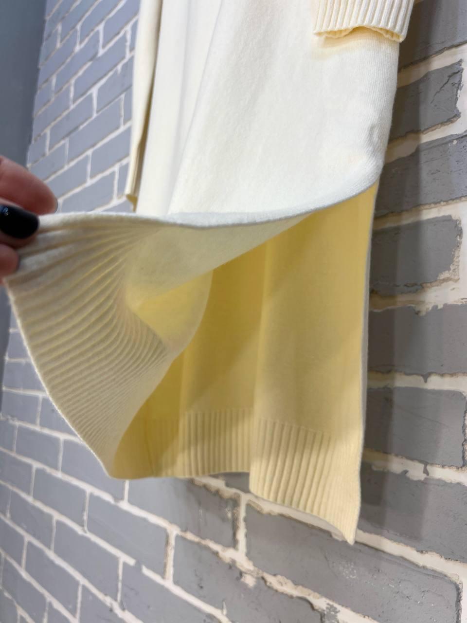 Платье женское ACCORDDREAM 2858 свитер длинное оверсайз воротник стойка разрез OS Молочный (3212) - фото 3 Платье женское ACCORDDREAM 2858 свитер длинное оверсайз воротник стойка разрез OS Молочный (3212) - фото 3