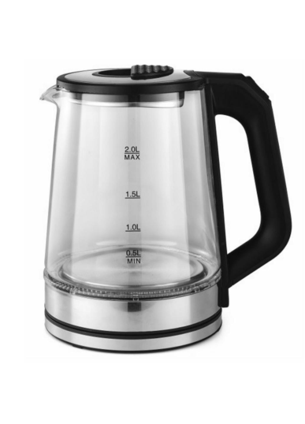 Чайник електричний Besser Glass 10367 з міцного жароміцного скла 1,8 л 1800 W Чорний (10367М)
