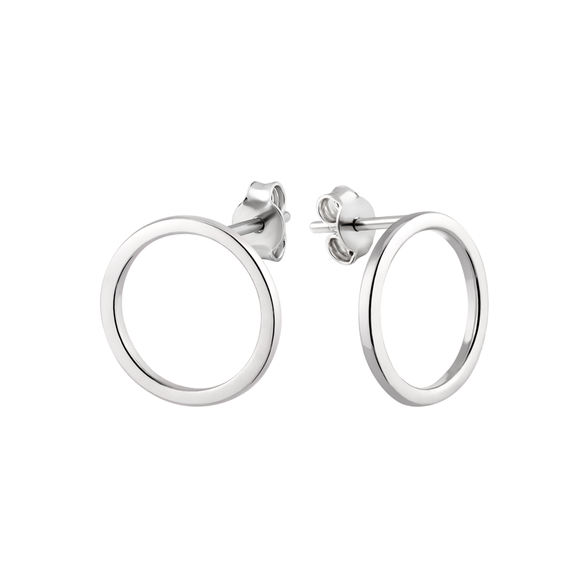 Серьги серебряные пусеты Гладкие круги сдержанный дизайн без камней