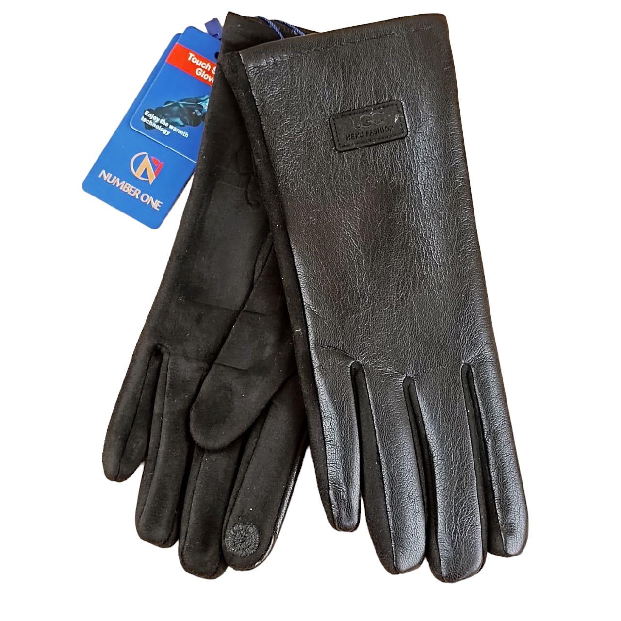 Перчатки женские UGC Дизайн 1 сенсорные экокожа/спандекс Черный (47311)