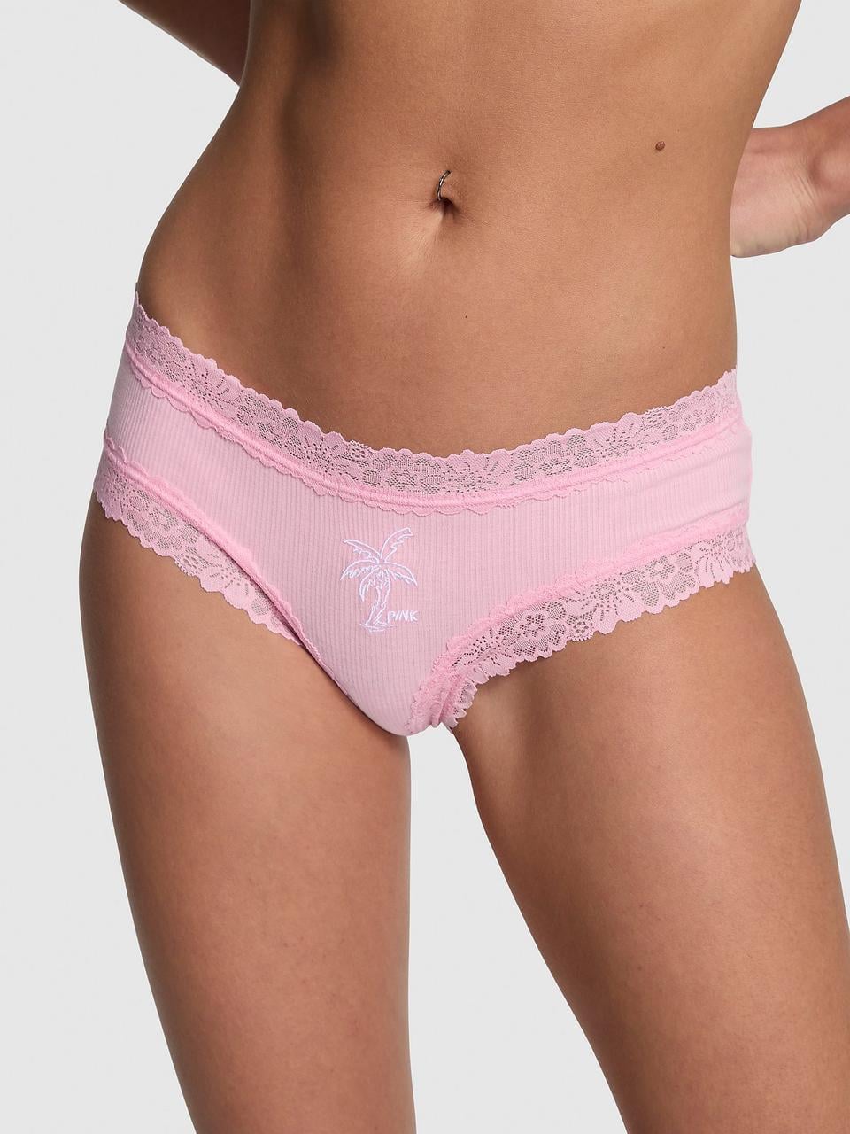 Трусики женские Victoria's Secret Wink Lace-Trim Cheeky XL Розовый (2288470657)