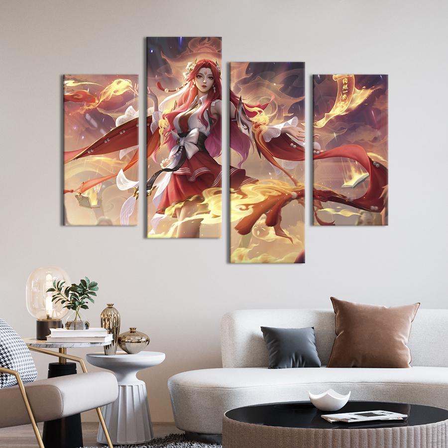 Картина на холсте Огненная аниме-волшебница Диаочан 89x56 см (1491-42)