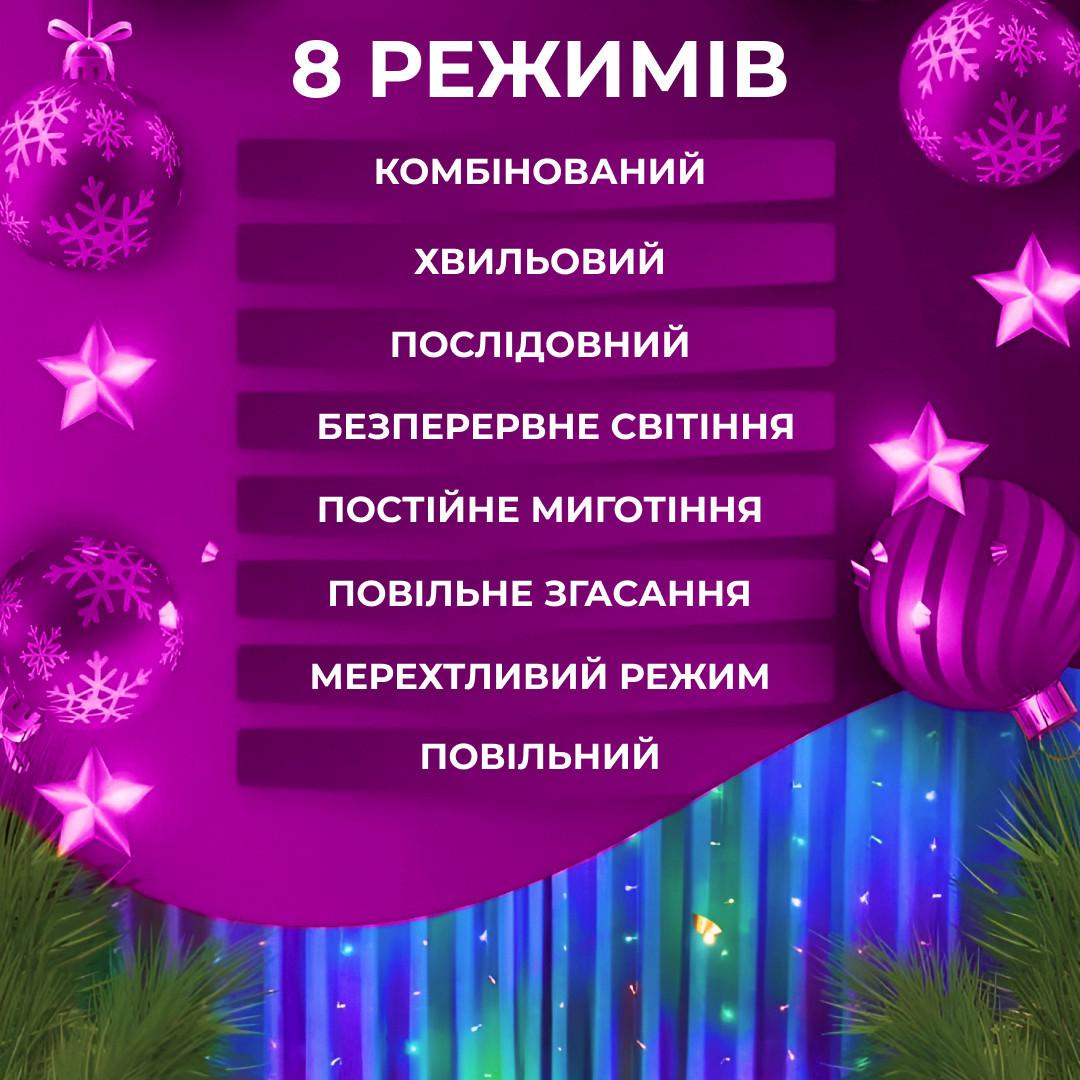 Гірлянда-водоспад світлодіодна GarlandoPro 600 LED 3х3 м 16 ліній 8 режимів - фото 7