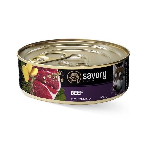 Корм влажный Savory для взрослых собак с говядиной 100 г (30419)