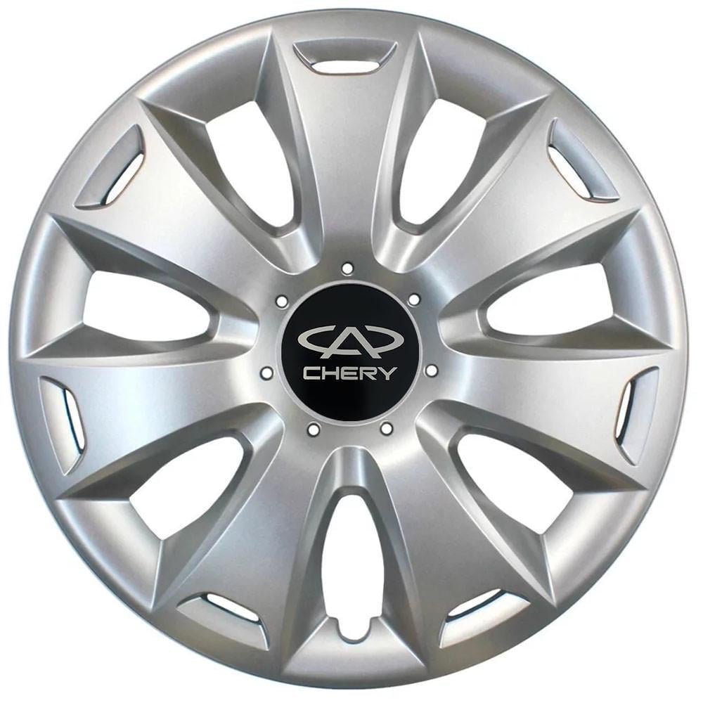 Колпаки SJS с логотипом Chery 417 R16 4 шт. Серебряный (31009138)