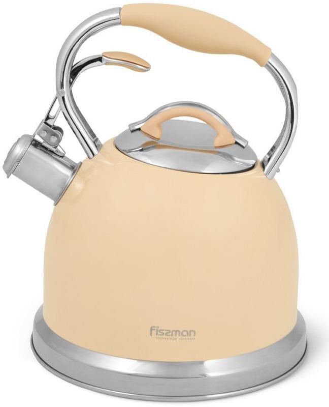 Чайник Fissman Felicity из нержавеющей стали со свистком 2,6 л Крем-брюле