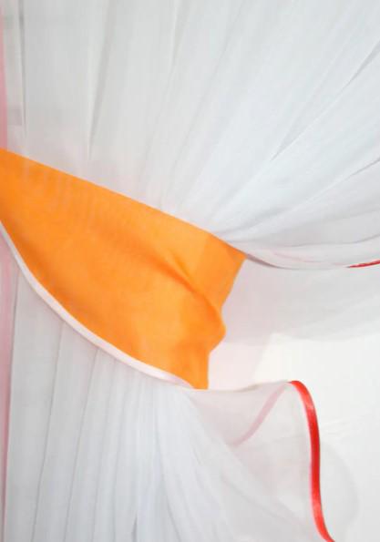 Комплект штор с подвязками на кухню шифон 330х170 см Оранжевый/Белый (060к) - фото 2 Комплект штор с подвязками на кухню шифон 330х170 см Оранжевый/Белый (060к) - фото 2