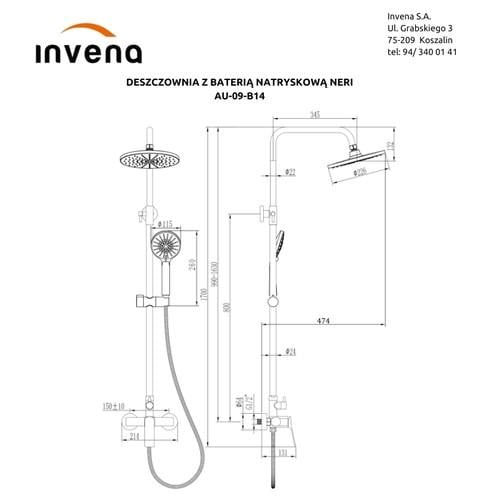 Душевая система со смесителем для душа Invena Neri AU-09-B04 (23445157) - фото 4