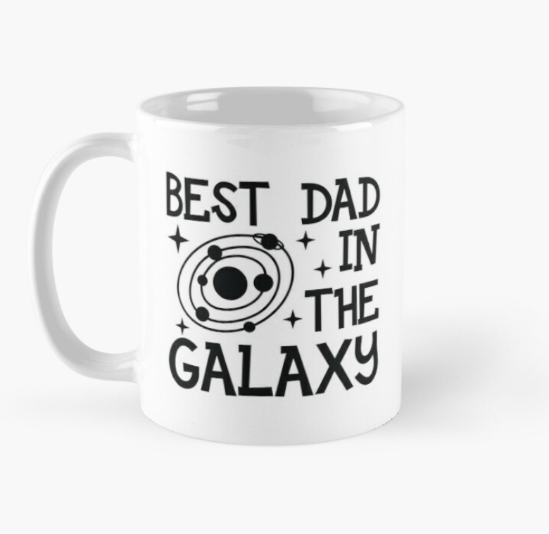 Чашка керамическая с принтом "Best dad in the galaxy" 330 мл Белый (ПАПА22Ч)