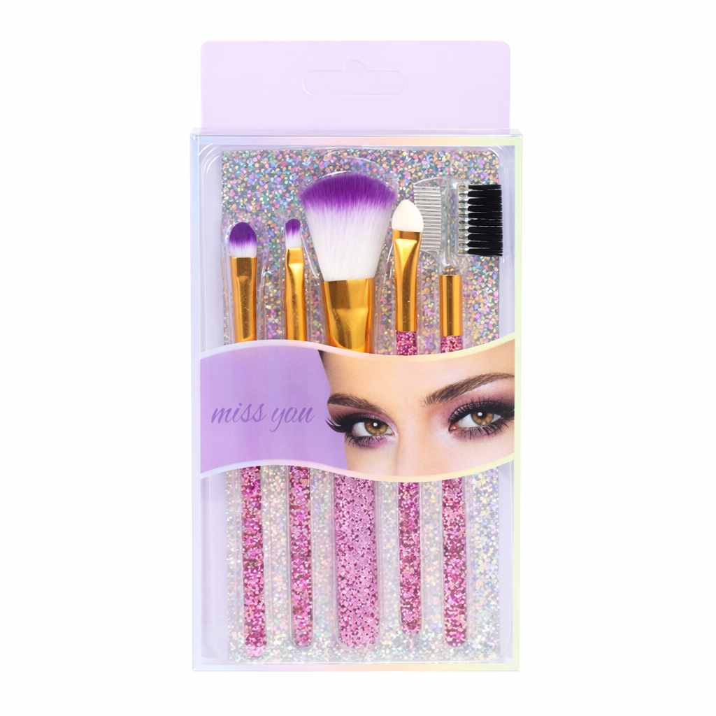 Набір пензлів для макіяжу R36972 5 шт. 16 см Фіолетовий (33088418)