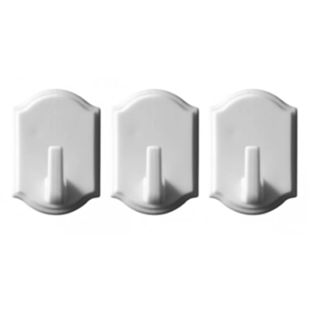 Гачки для одягу меблеві одинарні Vorel самоклейні закруглені 3 шт. Білий (MK0466)