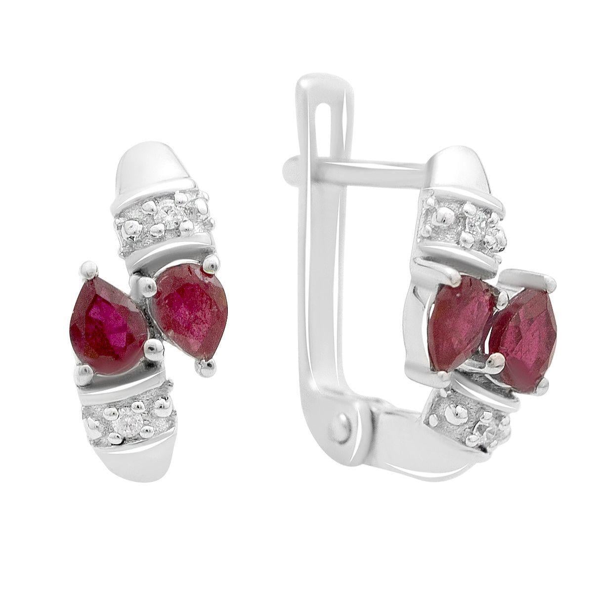 Срібні сережки Tiva 0.918 ct з натуральним рубіном (2153023)