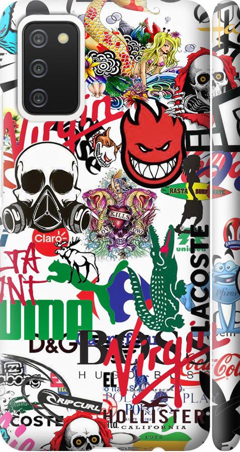 Чехол на Samsung Galaxy A02s A025F Many different logos (4022m-2203-42517)