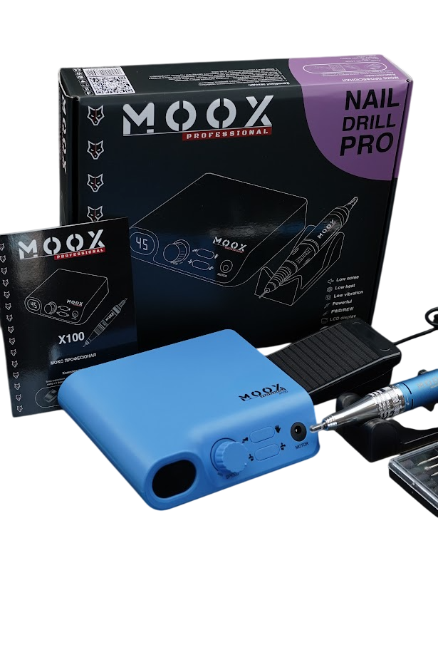 Фрезер професійний Мокс X100 на 70 Вт 45000 об/хв для манікюру та педикюру Sky blue