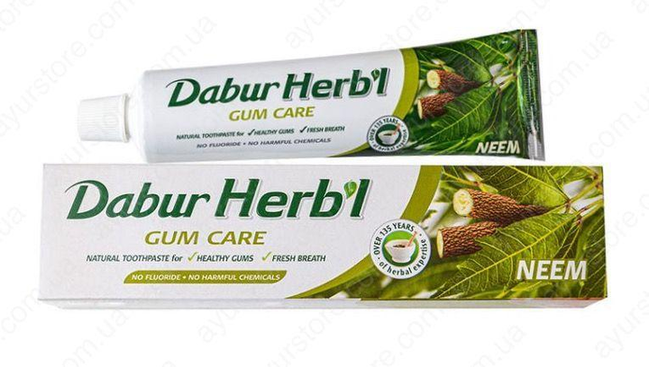 Зубна паста без фтору з німом для догляду за яснами Dabur Herb'l 150 г