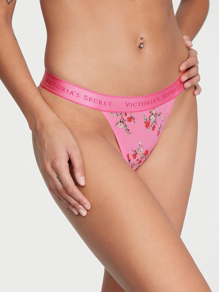 Трусики женские танга Victoria's Secret Logo Cotton S Розовый (2085741704)