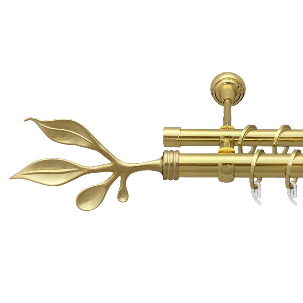 Карниз Orvit Баваро металевий дворядний відкритий гладка труба кільце фасонне металеве 25/19 мм 160 см Золото (7035535)