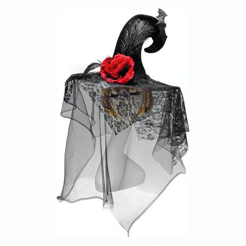 Шляпа Колдунья с розой SETA Decor 18-1004BLK-RD Шляпа Колдунья с розой SETA Decor 18-1004BLK-RD