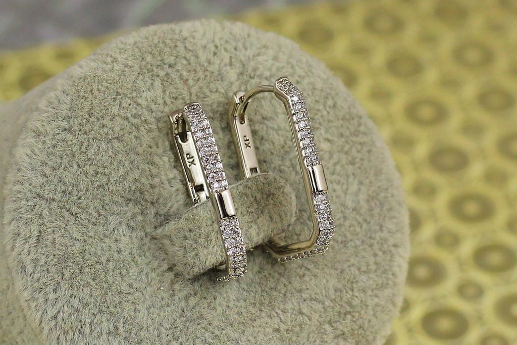 Серьги Xuping Jewelry квадратная дорожка с прямоугольной вставкой 2,3 см Серебристый (2266739906)