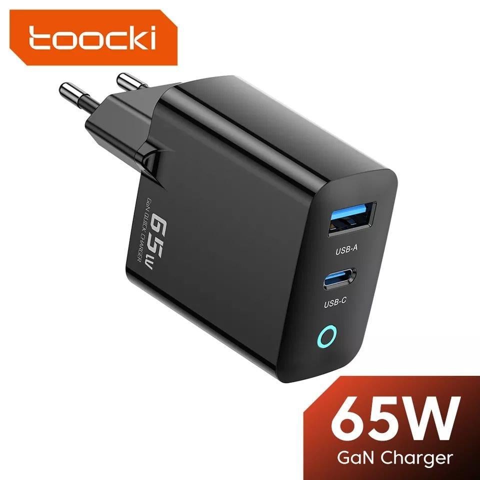 Зарядний пристрій мережевий Toocki GaN 65W USB/Type-C Fast Charger 65W Black (25397373) - фото 10 Зарядний пристрій мережевий Toocki GaN 65W USB/Type-C Fast Charger 65W Black (25397373) - фото 10