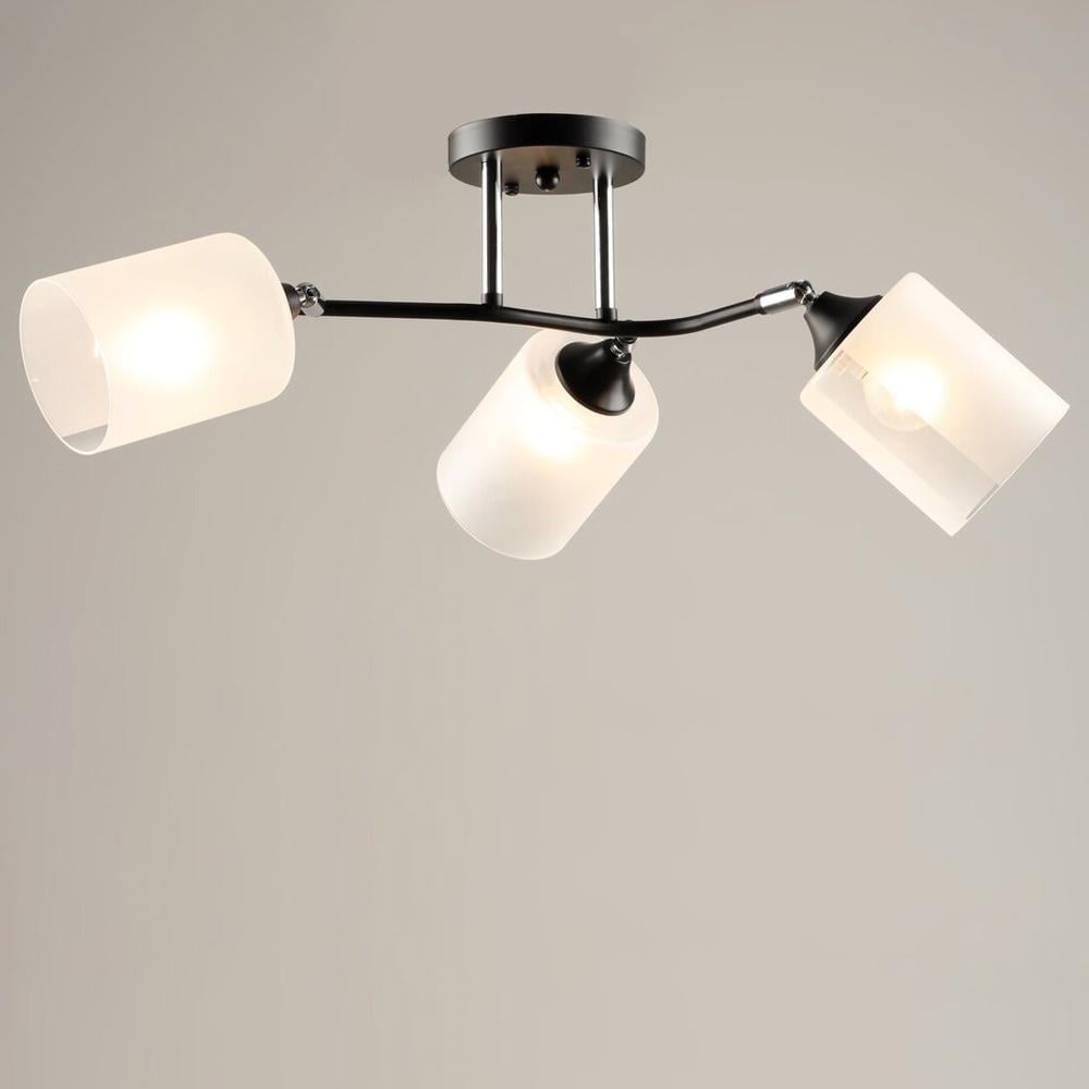 Люстра потолочная Light House SRS-20301/3 E27 плафоны белые Черный/Хром
