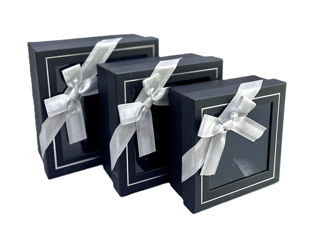 Набір подарункових коробок Stenson R33325G Gentle 19х19х10/17х17х8/15х15х7 см 3 шт. Black (606783)