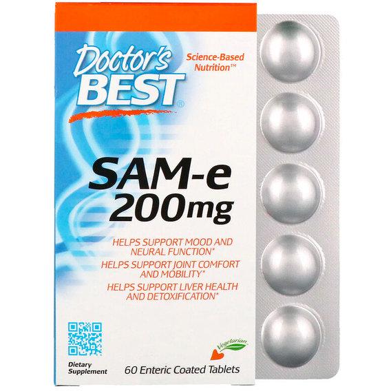 Метионин Doctor's Best SAM-E S-Adenosyl-L-Methionine 200 мг 60 Tabs DRB-00206