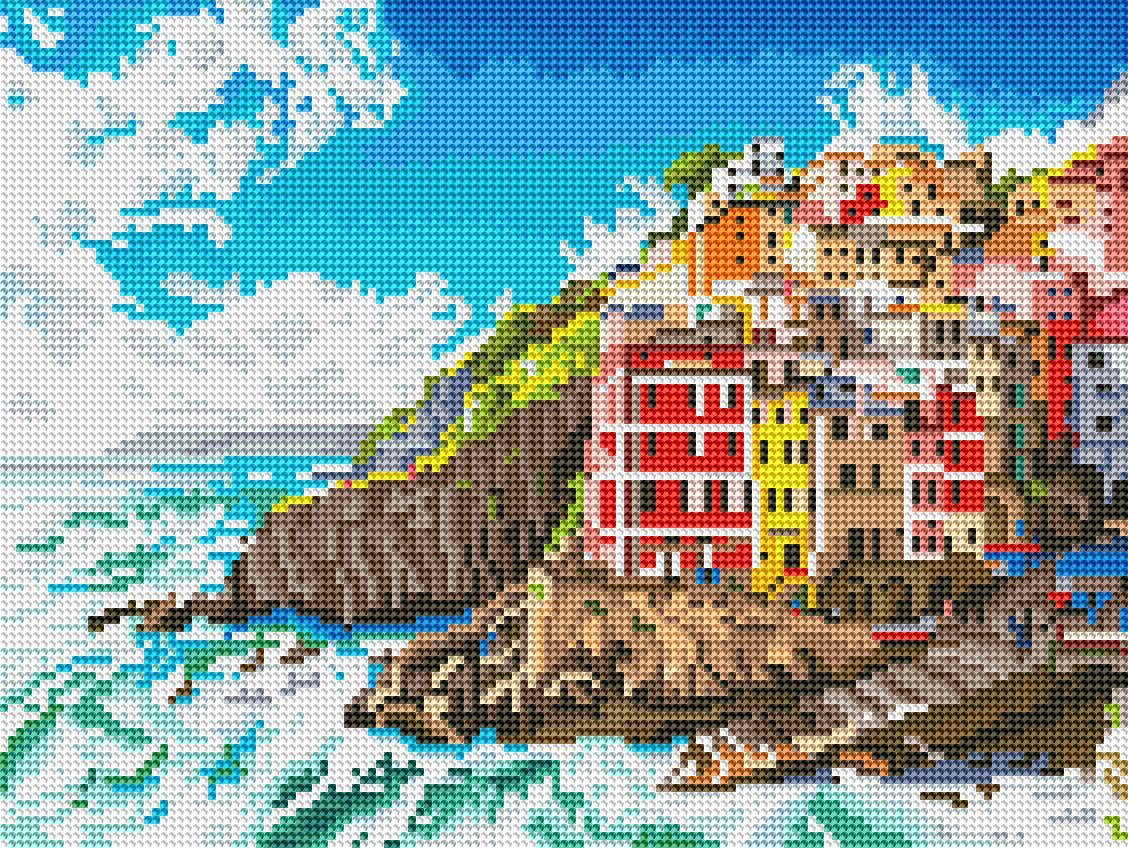 Алмазная мозаика Brushme Поселок на скалах 30x40 см (RDBS7002)